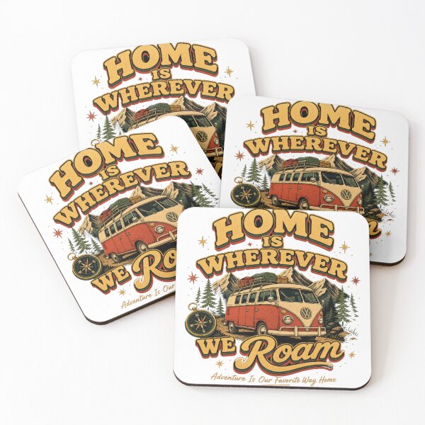 Item preview, Home Is Wherever We Roam | Retro Camper Van Adventure Design designed and sold by GrooveAndGlow.