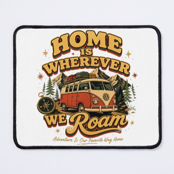 Item preview, Home Is Wherever We Roam | Retro Camper Van Adventure Design designed and sold by GrooveAndGlow.