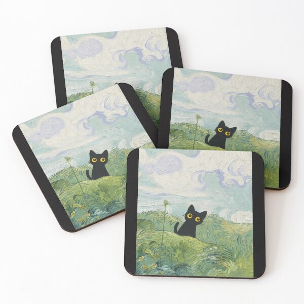 Item preview, black cat in the green field designed and sold by PurrfectHome.