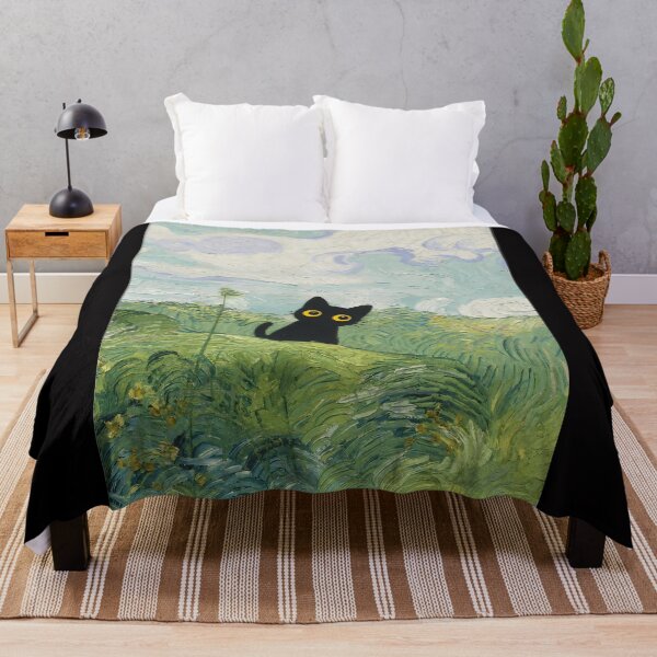 Item preview, black cat in the green field designed and sold by PurrfectHome.