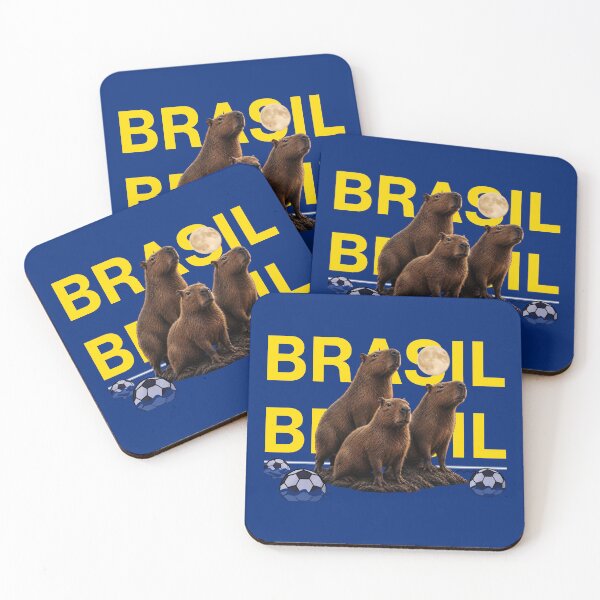 Item preview, Brazil football capybara jersey (soccer for the Americans) designed and sold by Three stacked penguins.