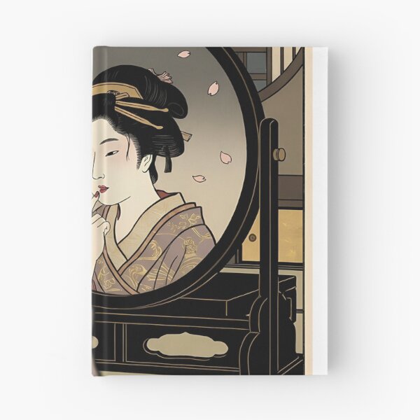 Item preview, Geisha Applying Red Lipstick in Mirror Night Scene Ukiyo-e designed and sold by TokyoUkiyoHouse.