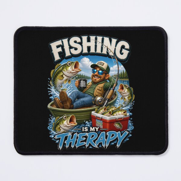 Item preview, Fishing Is My Therapy Funny Quote designed and sold by FunToonGallery.