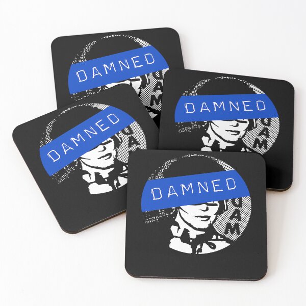 Item preview, Damned Halftone Portrait Blue Banner Badge designed and sold by DaveShopy.