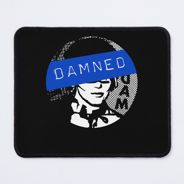 Item preview, Damned Halftone Portrait Blue Banner Badge designed and sold by DaveShopy.