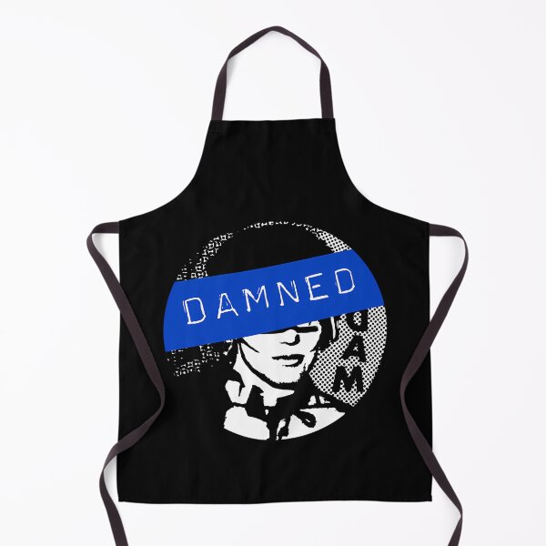 Item preview, Damned Halftone Portrait Blue Banner Badge designed and sold by DaveShopy.