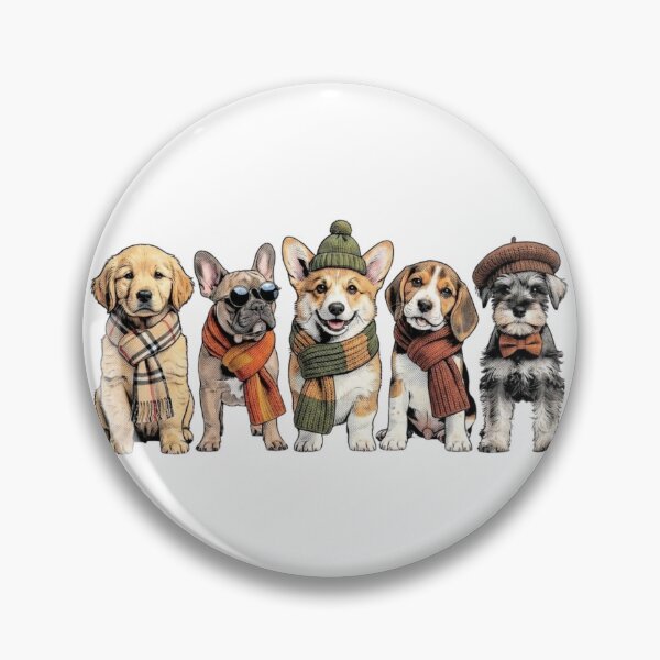 Item preview, Cute Comic Style Puppies Wearing Fall Outfits and Scarves designed and sold by VibranPalette.