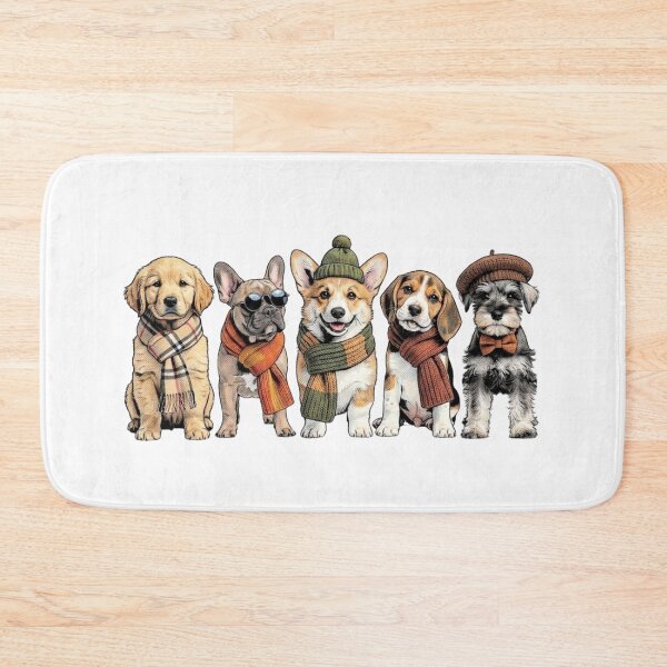 Item preview, Cute Comic Style Puppies Wearing Fall Outfits and Scarves designed and sold by VibranPalette.