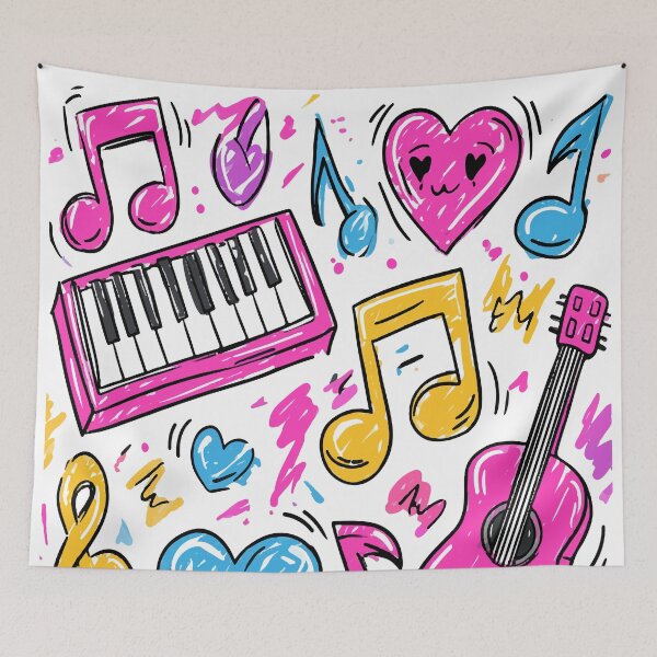 Item preview, Colorful Music Marker Scribble Print Pattern designed and sold by RichardRags.