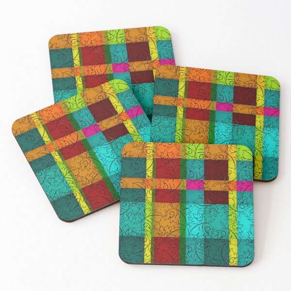 Item preview, Vibrant Thai Plaid with Hand Drawn Leaf Pattern designed and sold by Vector Loom Studio 9.