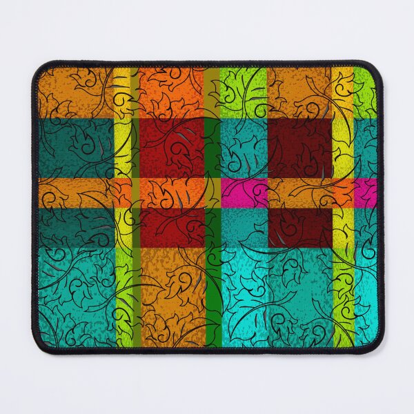 Item preview, Vibrant Thai Plaid with Hand Drawn Leaf Pattern designed and sold by Vector Loom Studio 9.