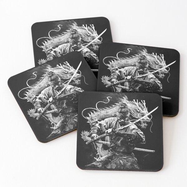 Item preview, Samurai with Dragon and Katana Headband Japanese Fantasy Warrior Art designed and sold by inkoutninja.
