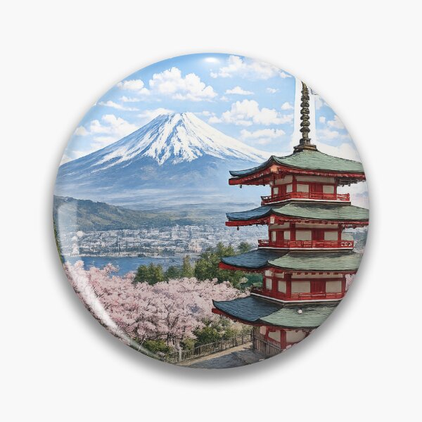 Item preview, Mount Fuji Pagoda Sunset designed and sold by KemetArtCo.