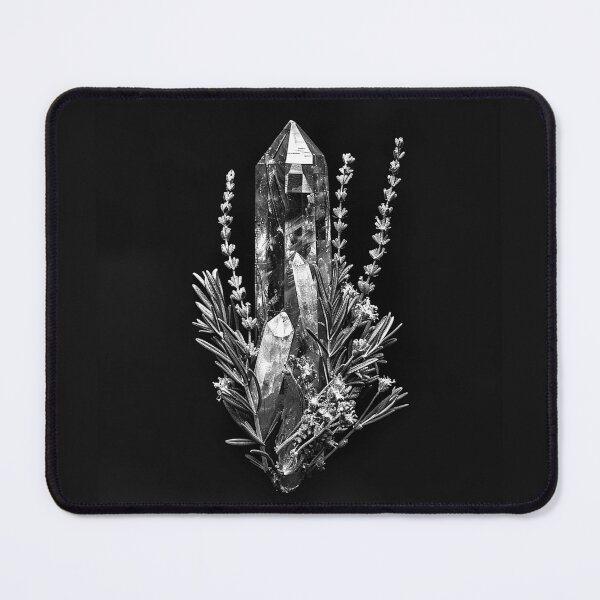Item preview, Quartz Crystal Cluster with Lavender and Rosemary Witchy Botanical Art designed and sold by inkoutninja.