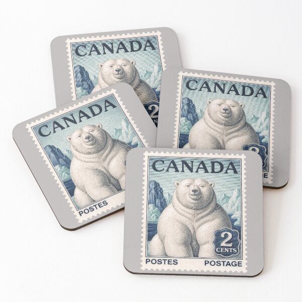 Item preview, Vintage Canadian Polar Bear Postage Stamp – Arctic Wildlife Engraving designed and sold by retrographics.