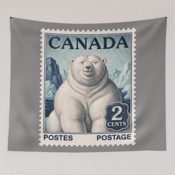 Item preview, Vintage Canadian Polar Bear Postage Stamp – Arctic Wildlife Engraving designed and sold by retrographics.