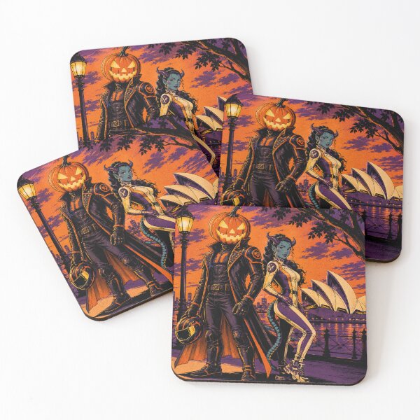 Item preview, Headless Horseman Biker Duo - Retro Halloween Fantasy Art designed and sold by TheHorsemanRidesAgain.