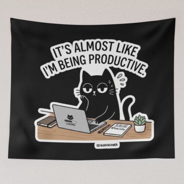 Item preview, Sarcastic Cat Pretending To Be Productive designed and sold by Gabzerinho.