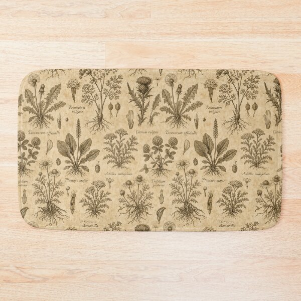 Item preview, Antique Botanical Specimens with Latin Labels Seamless Pattern | Sepia Brown designed and sold by StickyGuys.