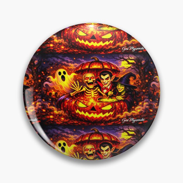 Item preview, Dracula’s Pumpkin Party – Skeleton, Witch & Ghost Halloween Scene designed and sold by The Art Queen Of Michigan .