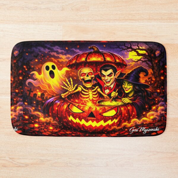 Item preview, Dracula’s Pumpkin Party – Skeleton, Witch & Ghost Halloween Scene designed and sold by The Art Queen Of Michigan .
