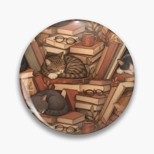 Item preview, Library Cats Napping Among Book Stacks Seamless Pattern | Muted Rust designed and sold by StickyGuys.