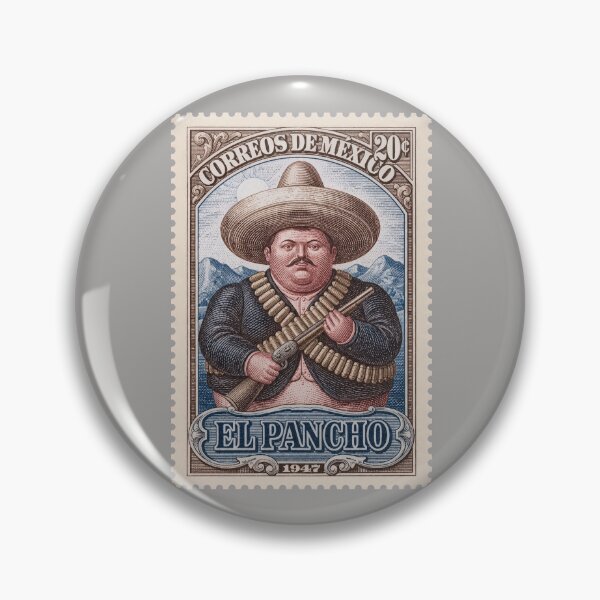 Item preview, El Pancho Vintage Mexican Postage Stamp T-Shirt, Retro Mexico Folk Art Graphic Tee, Traditional Charro Cowboy Shirt designed and sold by retrographics.