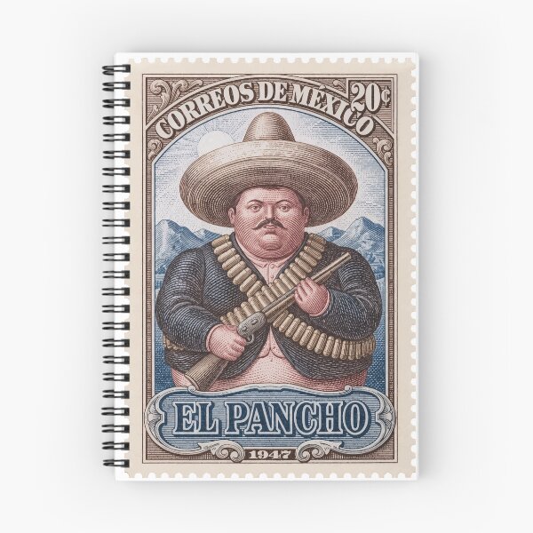 Item preview, El Pancho Vintage Mexican Postage Stamp T-Shirt, Retro Mexico Folk Art Graphic Tee, Traditional Charro Cowboy Shirt designed and sold by retrographics.