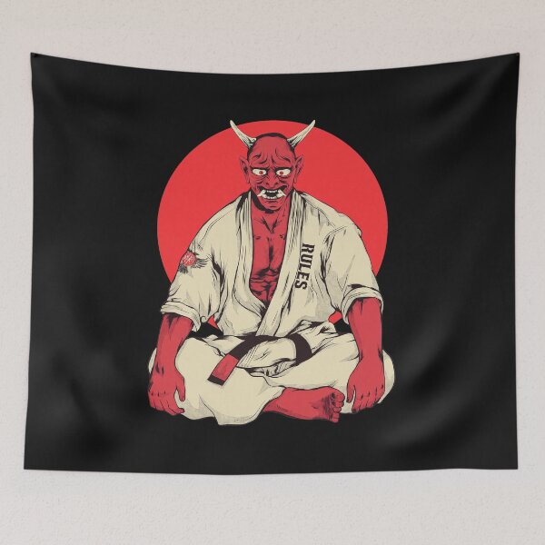 Item preview, Red Oni Martial Arts Meditating Demon designed and sold by TeeParteaArt.