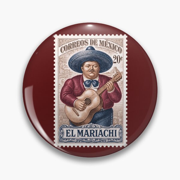 Item preview, El Mariachi Vintage Mexican Postage Stamp T-Shirt, Retro Mexico Folk Art Graphic Tee, Traditional Musician Shirt designed and sold by retrographics.
