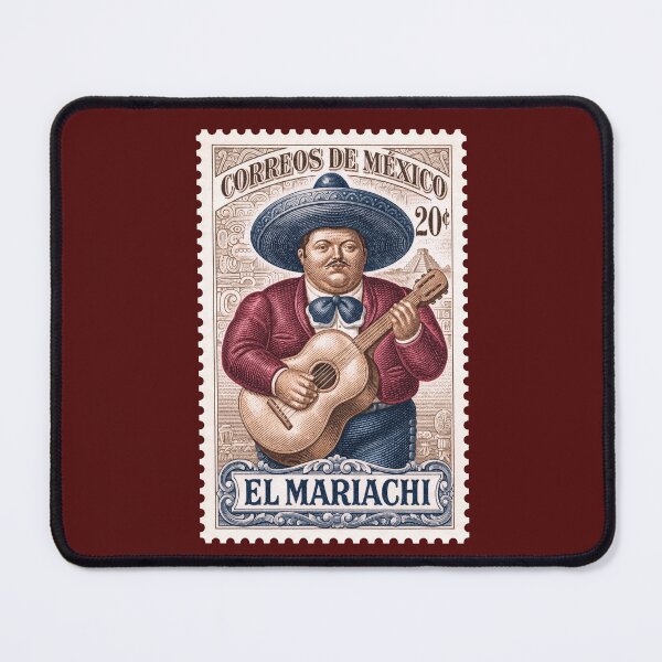 Item preview, El Mariachi Vintage Mexican Postage Stamp T-Shirt, Retro Mexico Folk Art Graphic Tee, Traditional Musician Shirt designed and sold by retrographics.