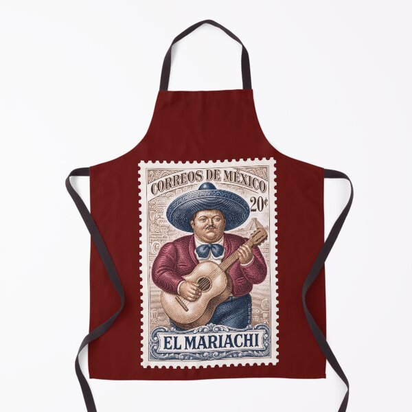 Item preview, El Mariachi Vintage Mexican Postage Stamp T-Shirt, Retro Mexico Folk Art Graphic Tee, Traditional Musician Shirt designed and sold by retrographics.