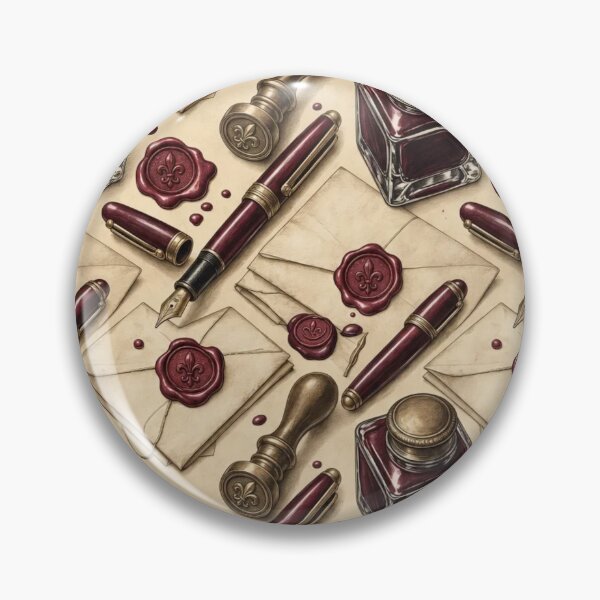 Item preview, Fountain Pens Ink Bottles and Wax Seals Seamless Pattern | Oxblood Red designed and sold by StickyGuys.