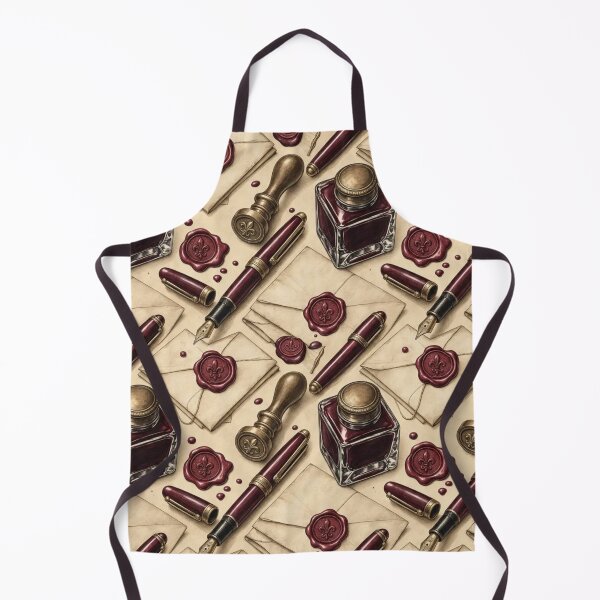 Item preview, Fountain Pens Ink Bottles and Wax Seals Seamless Pattern | Oxblood Red designed and sold by StickyGuys.