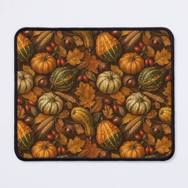 Item preview, Autumn Harvest Gourds Chestnuts and Wheat Seamless Pattern | Golden Bronze designed and sold by StickyGuys.