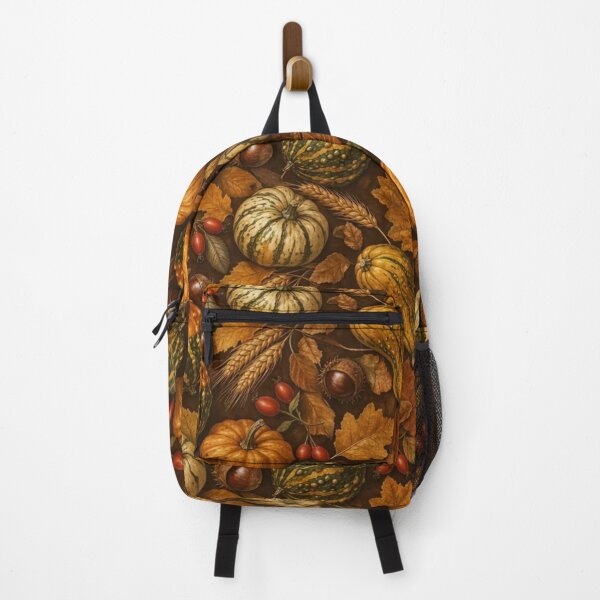 Item preview, Autumn Harvest Gourds Chestnuts and Wheat Seamless Pattern | Golden Bronze designed and sold by StickyGuys.