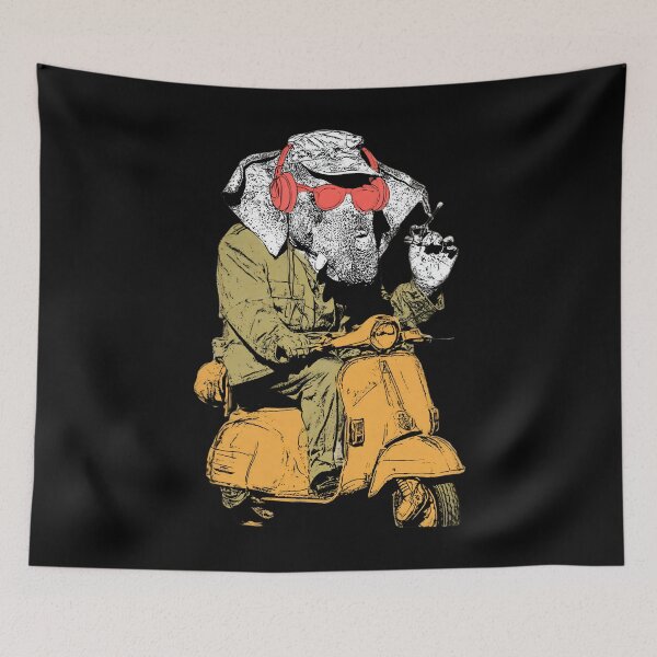 Item preview, Cool Elephant with Pink Sunglasses Riding Orange Scooter Vintage Art designed and sold by PANNARUK THAILAND.