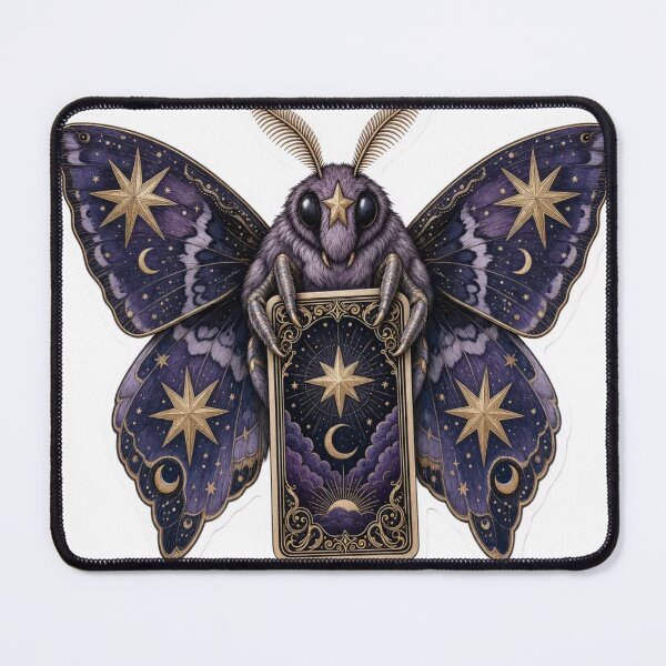 Item preview, Celestial Moth Holding a Tarot Card | Mystic Deep Violet designed and sold by StickyGuys.