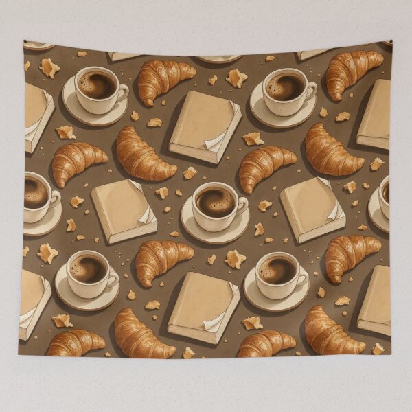 Item preview, Coffee Cups and Dog Eared Paperbacks Seamless Pattern | Warm Espresso designed and sold by StickyGuys.