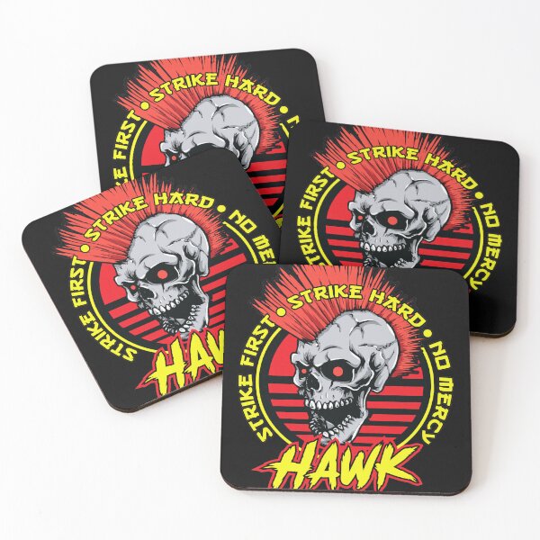 Item preview, Red Mohawk Skull Strike Hard No Mercy Hawk designed and sold by TypoEmporium.