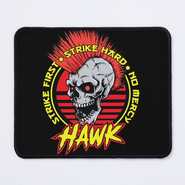 Item preview, Red Mohawk Skull Strike Hard No Mercy Hawk designed and sold by TypoEmporium.