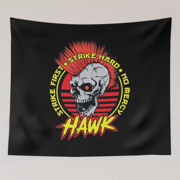 Item preview, Red Mohawk Skull Strike Hard No Mercy Hawk designed and sold by TypoEmporium.