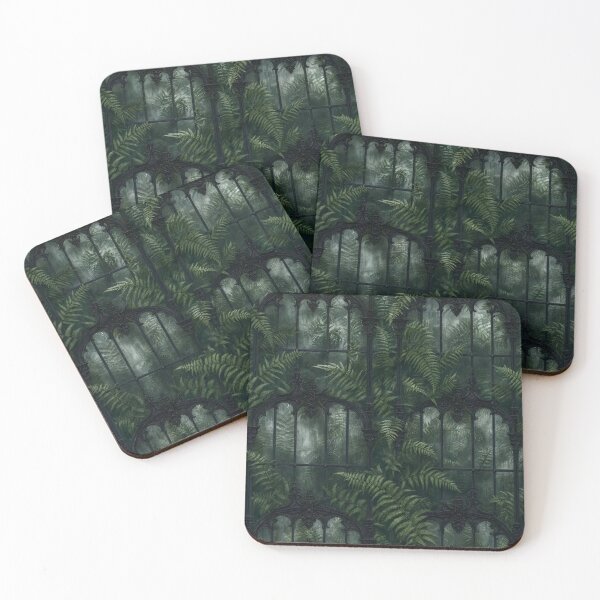Item preview, Gothic Conservatory Ferns Behind Iron Arches Seamless Pattern | Deep Emerald designed and sold by StickyGuys.