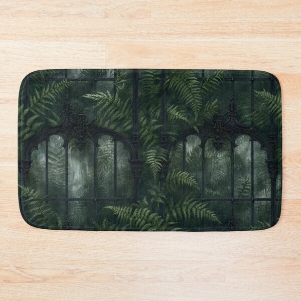 Item preview, Gothic Conservatory Ferns Behind Iron Arches Seamless Pattern | Deep Emerald designed and sold by StickyGuys.