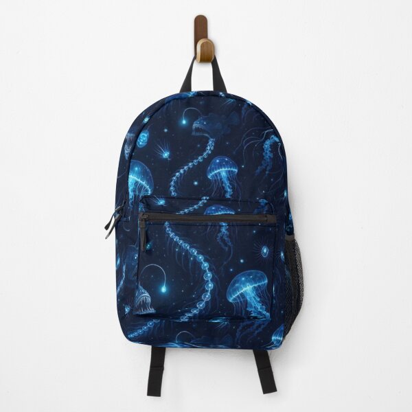 Item preview, Bioluminescent Deep Sea Creatures Drifting Seamless Pattern | Abyssal Blue designed and sold by StickyGuys.