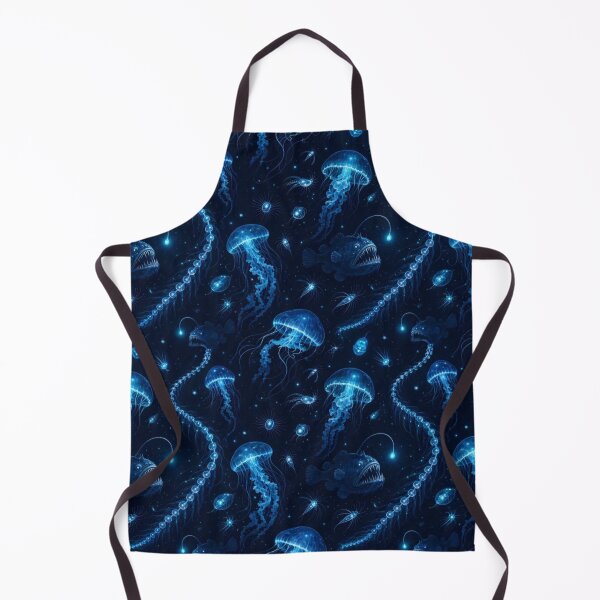 Item preview, Bioluminescent Deep Sea Creatures Drifting Seamless Pattern | Abyssal Blue designed and sold by StickyGuys.
