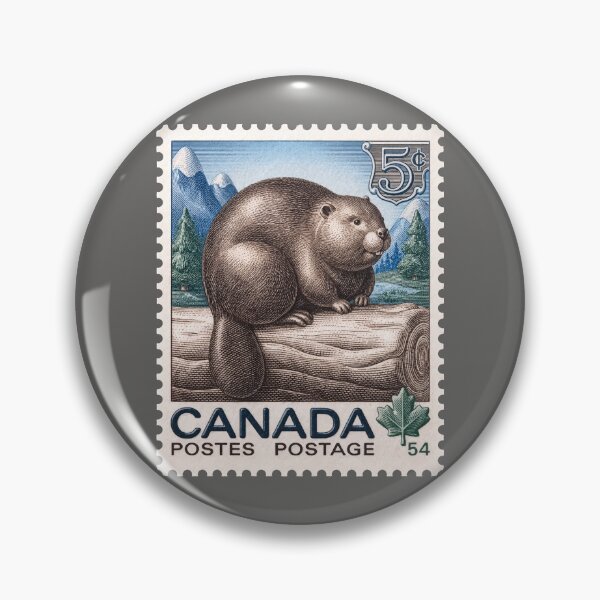 Item preview, Vintage Canadian Beaver Postage Stamp – Retro Woodland Wildlife Engraving designed and sold by retrographics.