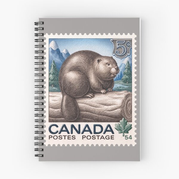 Item preview, Vintage Canadian Beaver Postage Stamp – Retro Woodland Wildlife Engraving designed and sold by retrographics.