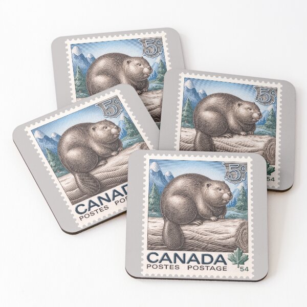 Item preview, Vintage Canadian Beaver Postage Stamp – Retro Woodland Wildlife Engraving designed and sold by retrographics.