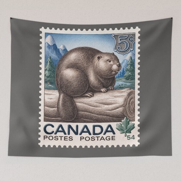 Item preview, Vintage Canadian Beaver Postage Stamp – Retro Woodland Wildlife Engraving designed and sold by retrographics.
